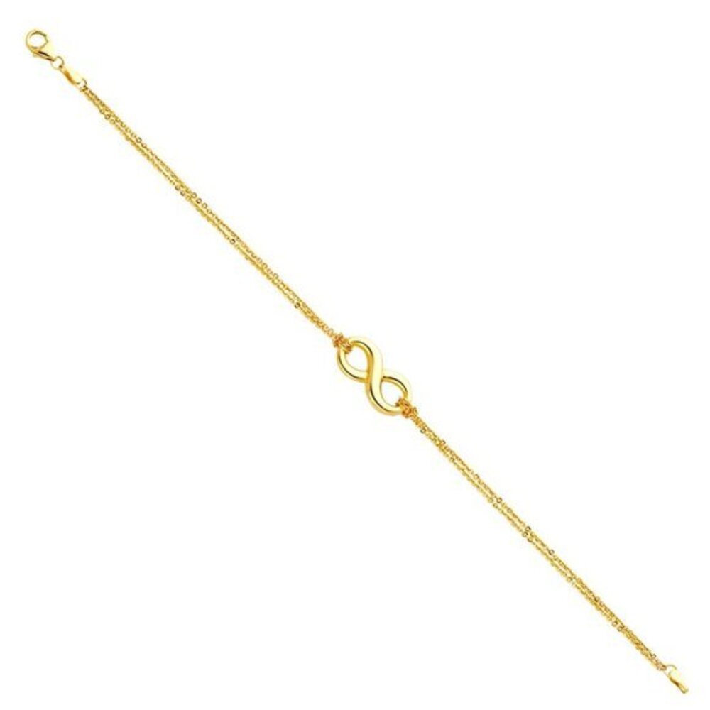 Solid 14K Gold CZ Infinity Bracelet 7.5" inches